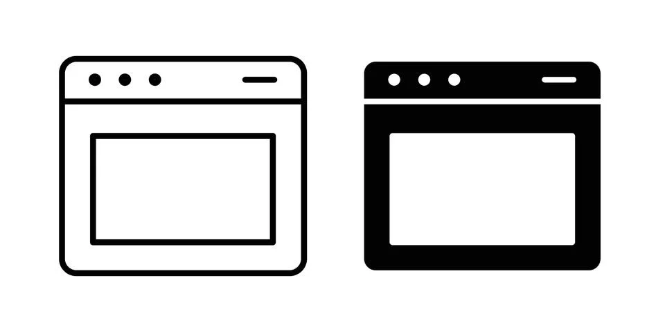 Oven icon linear versions pack on white background Stock Illustration
