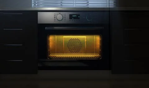 Oven In Kitchen Night Stock Illustration