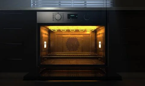 Oven In Kitchen Night Stock Illustration