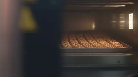 In the oven is made a cookie Stock Footage 90647841