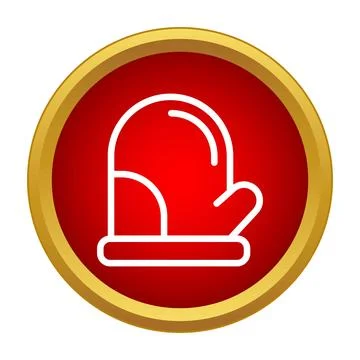 Oven mitt icon on red circle background Stock Illustration
