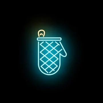 Oven mitt kitchen baking icon neon sign Stock Illustration