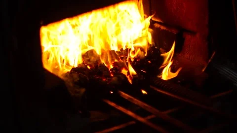 In the oven put the wood Stock Footage 75070637