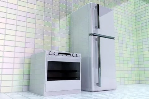 Oven with refrigerator Stock Illustration