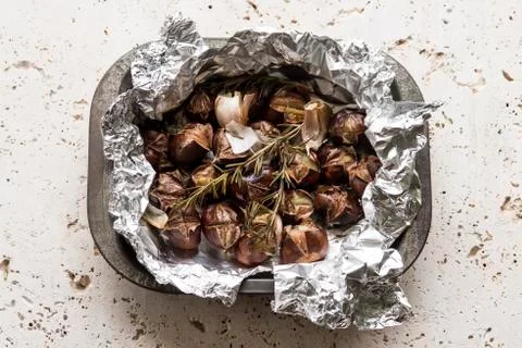 Oven roasted chestnuts Stock Photos