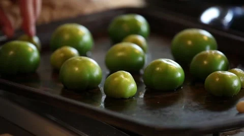 Oven roasted tomitillos Stock Footage 45491832