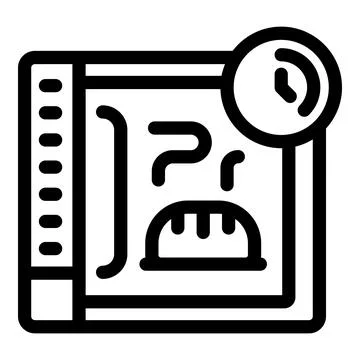Oven showing cooking time with clock icon displaying remaining time Stock Illustration