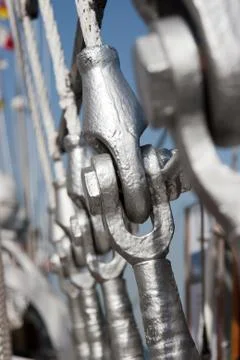 Ovens connection of the deck through shackles Stock Photos