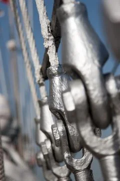 Ovens connection of the deck through shackles Stock Photos