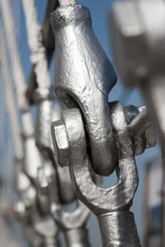 Ovens connection of the deck through shackles Stock Photos