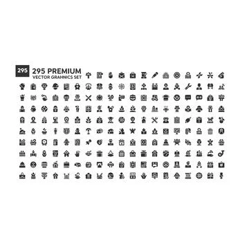 Over 100 premium vector glyphs icon set for business and UI Stock Illustration