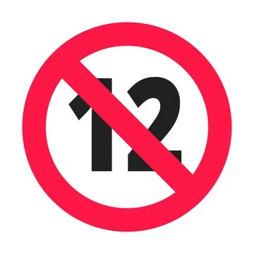 Over 12 plus forbidden round icon sign vector illustration. Illustrazione stock