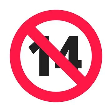 Over 14 years old plus forbidden round icon sign vector illustration. Illustrazione stock