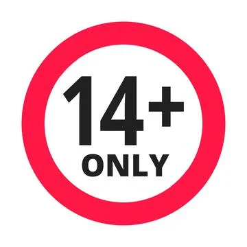 Over 14 years old plus forbidden round icon sign vector illustration. Stock Illustration