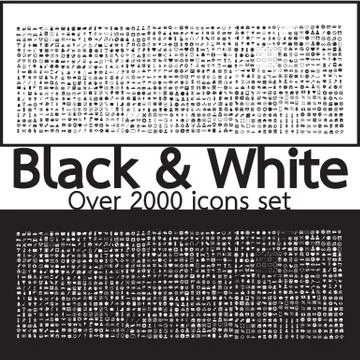Over 2000 Black and White Set icons Quality illustration design Stock Illustration