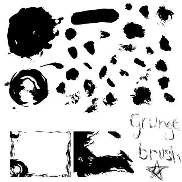 Over 30 grunge brushes with examples Stock Illustration