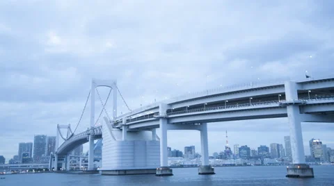 Over 4K Time Lpase - Rainbow Bridge and sky Stockbeeldmateriaal 62565073