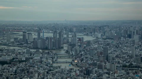 Over 5K Time Lpase - Sky over Tokyo Stockbeeldmateriaal 62568802