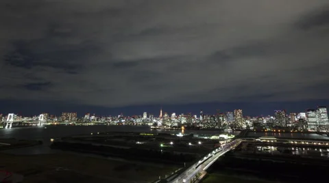 Over 5K Time Lpase - Tokyo Bay and Buildings Stockbeeldmateriaal 62568232