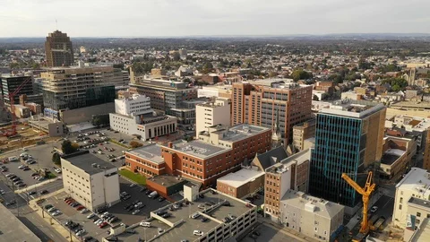 Over Allentown Pennsylvania Downtown City Center Urban Skyline Stock Footage