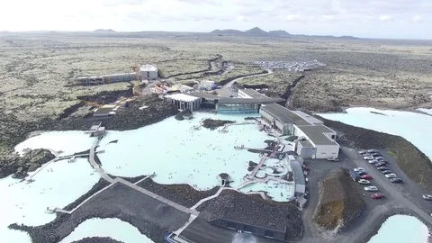 Over the Blue Lagoon in Icelan Stock Footage