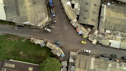 Over Bonassama roofs Stock Footage 107080877