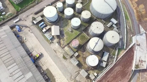 Over a cement factory Stock Footage 81313120