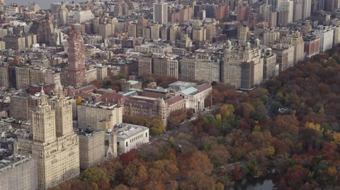 Over Central Park, approaching the Museum of Natural History. Shot in 2011. Stock Footage 59168669