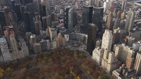 Over Central Park, looking toward Midtown Manhattan. Shot in 2011. Stock Footage 59168012