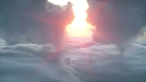 Over clouds aerial view. Wonerfull sunset. Realistic 4k animation. Stock Footage 70786540
