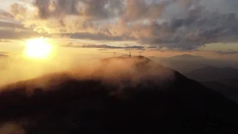 Over the clouds at sunset Stock Footage 165390406