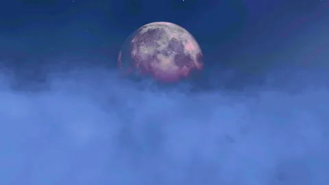 Over the clouds toward the moon Video stock 246685692