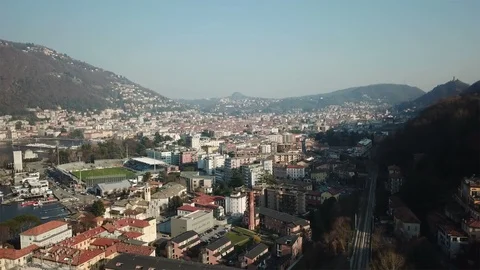 Over Como city on sunset Video stock 87602216