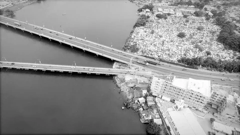 Over Cotonou's bridges Stock Footage 81125934