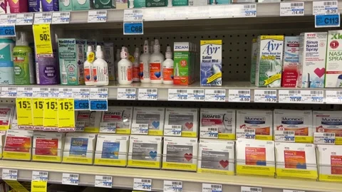 Over the Counter Cold and Flu Medicine Stock Footage 250353215