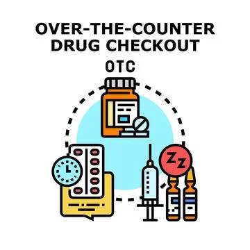 Over the counter medicine buying process concept Ilustração Stock