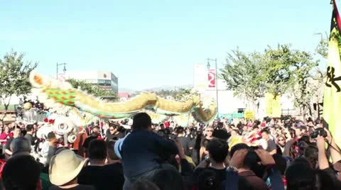 Over the Crowd Dragon Dance Video stock 10722010