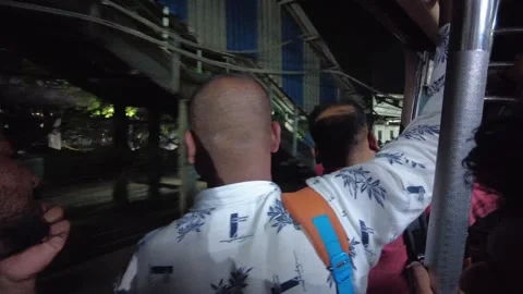 Over crowded Indian train during peak office hours. 4K (Real time) Stock Footage 253255287