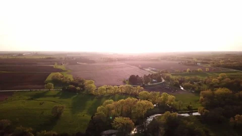 Over the curvy creek into the sunset Stock Footage 138322140