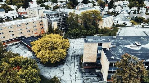 Over the Damage - Regina College Complex - Syracuse, NY Foto stock