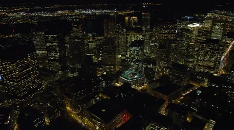 Over downtown Boston at night, looking down. Shot in November 2011. Stock Footage 59130019