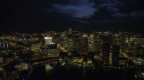 Over downtown Boston at night. Shot in November 2011. Stock Footage 59128369