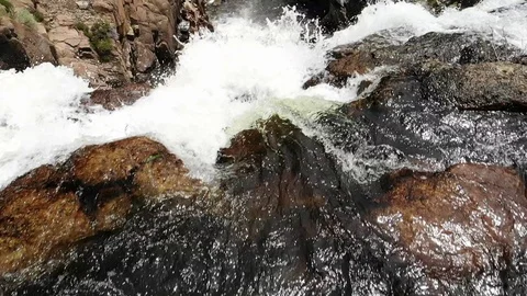 Over the Edge of Webber Falls Slow Motion - Aerial Drone Stock Footage 112627870