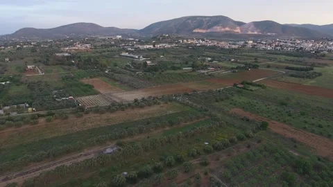 Over the fields of Markopoulo in Athens Stock Footage 162615359