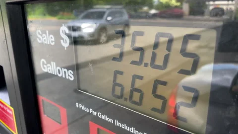 Over Five Dollars A Gallon At The Pump Video stock 197447144