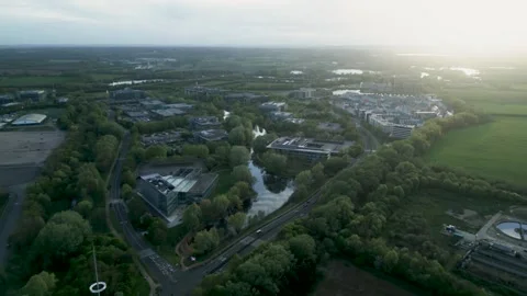 Over Green Park Flint Lagoon Lakes Stock-Footage 334607758