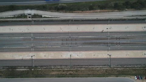 Over head view of a desert train station Stock Footage 136828870