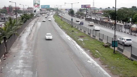 Over head view of the streets of Lagos City Stock Footage 94231904
