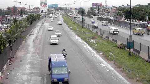 Over head view of the streets of Lagos City Stock Footage 94231907