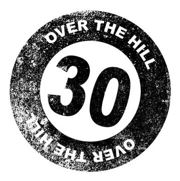 Over the hill 30 stamp Stock Illustration